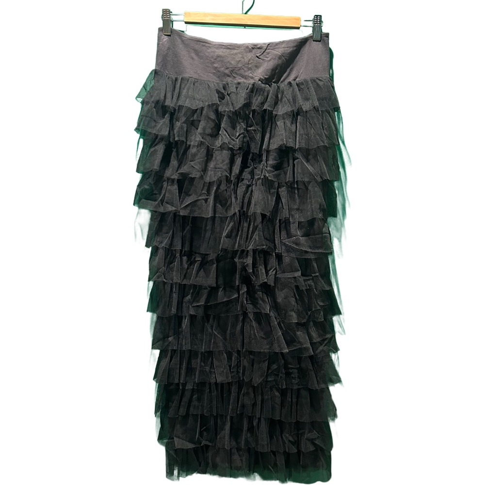 H&M Black Ruffled Maxi Skirt Cocktail